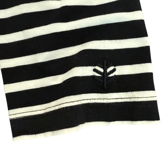 Coolibar Catalina Hoodie Cover-Up Dress Pockets Black White Stripe UPF 50 Size L - Picture 4 of 9